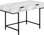 Modern Laptop/Writing Table, 48&quot; L, White Marble-Look/Black, Monarch - £170.65 GBP