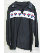 Handmade Native American Men&#39;s Black Bear Paw Patchwork Shirt 3XL - $123.74