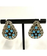 Tina Jones Handmade Navajo Sterling Silver &amp; Turquoise Teardrop Earrings... - £67.41 GBP