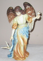 O&#39;WELL Porcelain Angel Figurine Hand Painted with two Doves - $16.85