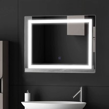 Modern LED Lighted Mirror Dimmable Wall-Mounted Bathroom Vanity 27 x 20 ... - $183.49