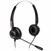 Corded Rj9 Phone Headset Binaural With Noise Canceling Microphone Only F... - £36.85 GBP