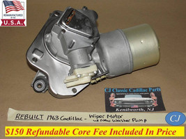 REBUILT 1963 CADILLAC WINDSHIELD WIPER MOTOR WITH NEW WASHER PUMP - $692.99