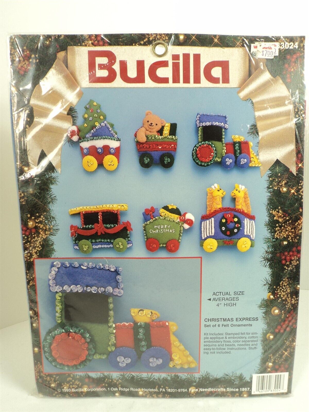 1993 Bucilla Christmas Express Felt Train Ornaments 83024 - New - $33.85