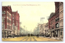 Postcard Court Street Looking West Binghamton New York Street View Troll... - £2.82 GBP