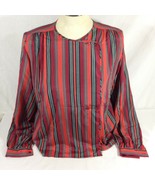 Liz Claiborne 2-Piece Skirt Blouse Set Red Stripes Size 10 - £19.02 GBP
