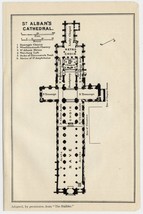1924 Original Vintage Plan Of St. Albans Cathedral / England - £13.66 GBP