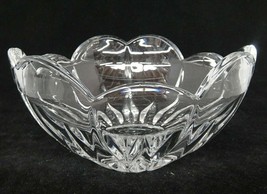 Crystal Dish Rose Bowl Scalloped Vertical Tapered Lines Beautiful 5.75&quot; - $14.10