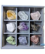 Set of Nine Crystals and Healing Stones Decorative Display Showcase - $45.53