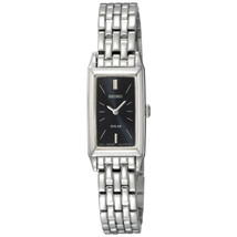 NEW* Seiko Women&#39;s SUP043 Stainless Steel and Black Dial Baguette Solar Watch - £103.09 GBP