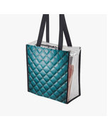 Ocean Luxe Clear Tote / Teal Quilted Glamour / Rectangular PVC Tote Bag - $656.79 MXN