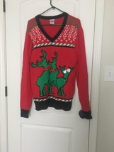 Spencer&#39;s Adult Ugly Christmas Sweater Reindeer  Theme Holiday Size Large  - £34.88 GBP