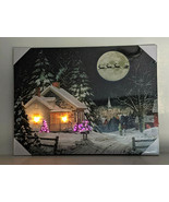 Christmas Canvas LED Wall Art Santa Claus is Coming to Town Reindeer Fib... - $507.97 MXN