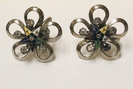 Masonic Order of The Eastern Star AB Crystal Rhinestone Earrings. Vintage - £10.86 GBP