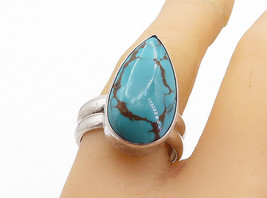 925 Sterling Silver - Vintage Turquoise Tear Drop Cocktail Ring Sz 9 - RG5751 - £35.37 GBP