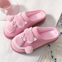 Ladies Cotton Slippers Autumn Winter Warm Cute Cat  Platform Female Shoes Fashio - £21.29 GBP