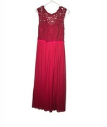 Davids Bridal Size 6 Apple Red Bridesmaid Dress Lace Bodice Chiffon Maxi... - $1,713.36 MXN