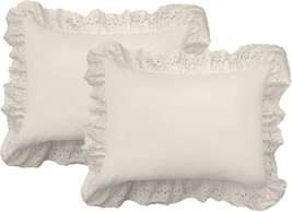 Ruffled Pillow Sham 2 Pack, Standard, Ivory - $838.09 MXN