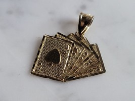 Womens Vintage Estate 10K Gold Royal Flush Poker Pendant 1.8g E7013 - £138.46 GBP