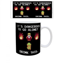 Zelda It&#39;s Dangerous To Go Alone Drink This 11 oz. Ceramic Mug Black - $19.98