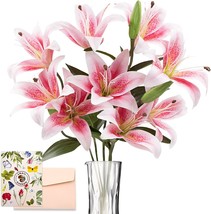 Snail Garden 12 Heads Artifical Lily Flowers, Long Stem Artificial Stargazer - £31.75 GBP