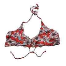 Xhilaration Bikini Top Halter Crochet String Ties Floral Red XL - £3.97 GBP