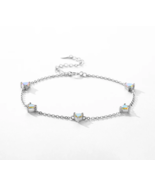 Luxury 925 Sterling Silver Rainbow Fire Zirconia Hearts Chain Link Bracelet - £27.53 GBP+