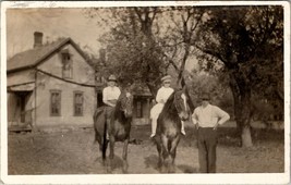 RPPC People on Horses Mildred Swenson and Inger Fallen Family c1910 Postcard U20 - £7.04 GBP