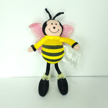 Vintage Bumble Bee Glitter Pink Wings Plush Poseable Lights Up Glows 12&quot; - $420.78 MXN