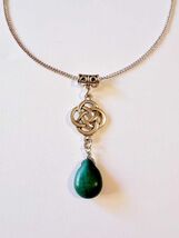 Green Turquoise Silver Viking necklace turquoise jewelry Victorian neckl... - $47.88 CAD