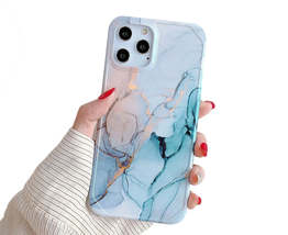 Anymob iPhone Case Baby Blue Marble Painting Pattern Soft Silicone Back Cover - £15.78 GBP