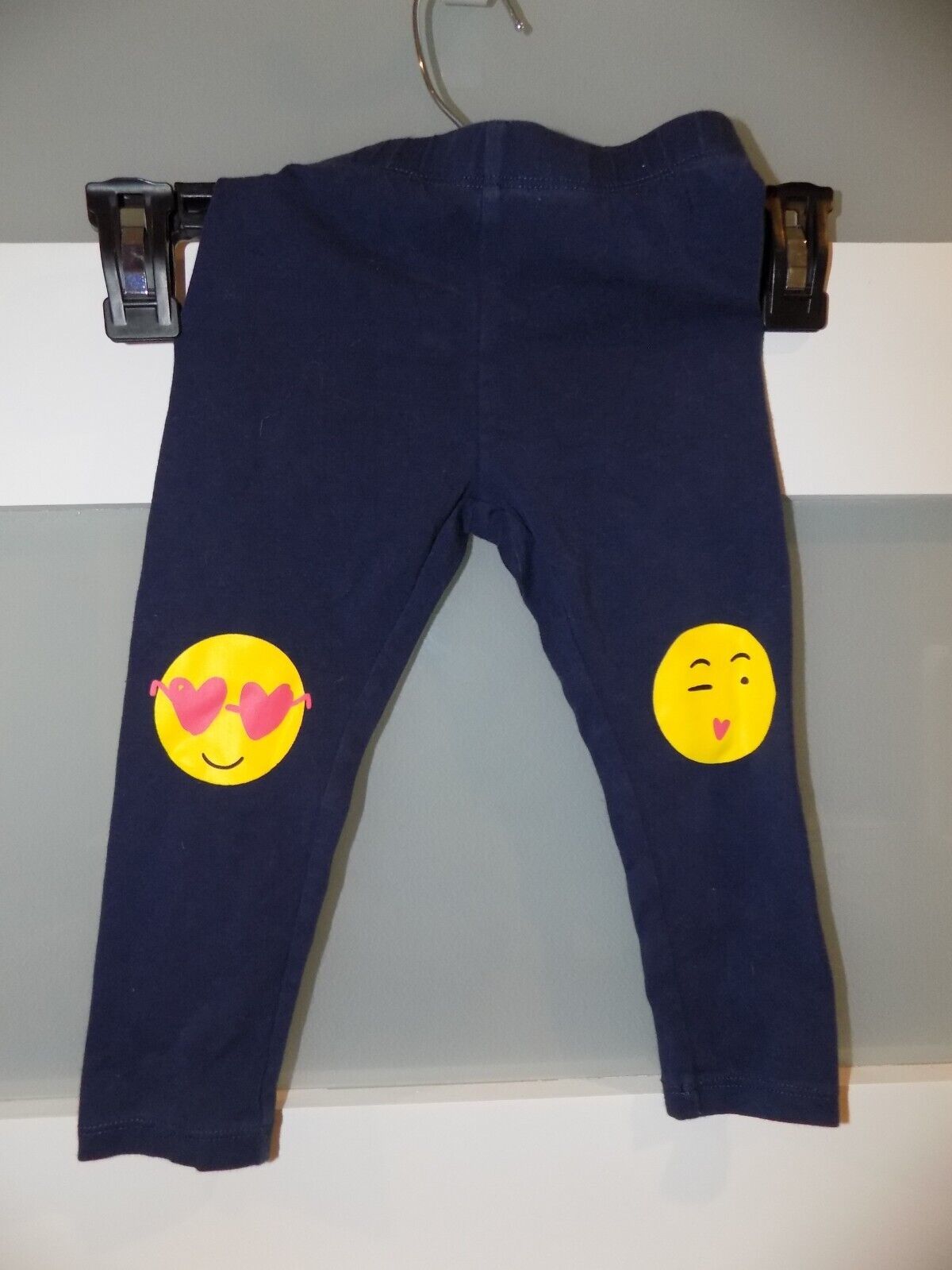 CREWCUTS NAVY BLUE EMOJIS LEGGINGS SIZE 2 GIRL&#39;S EUC - $15.64