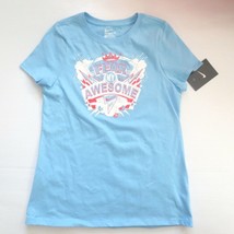 Nike Girls FEAR MY AWESOME Short Sleeve Shirt 885091 - Blue 487 - Size L... - $9.99