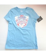 Nike Girls FEAR MY AWESOME Short Sleeve Shirt 885091 - Blue 487 - Size L... - £7.84 GBP