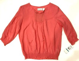 Alfred Dunner Shirt Womens 16 Coral Pink Peasant Blouse 3/4 Sleeve Front... - $12.75