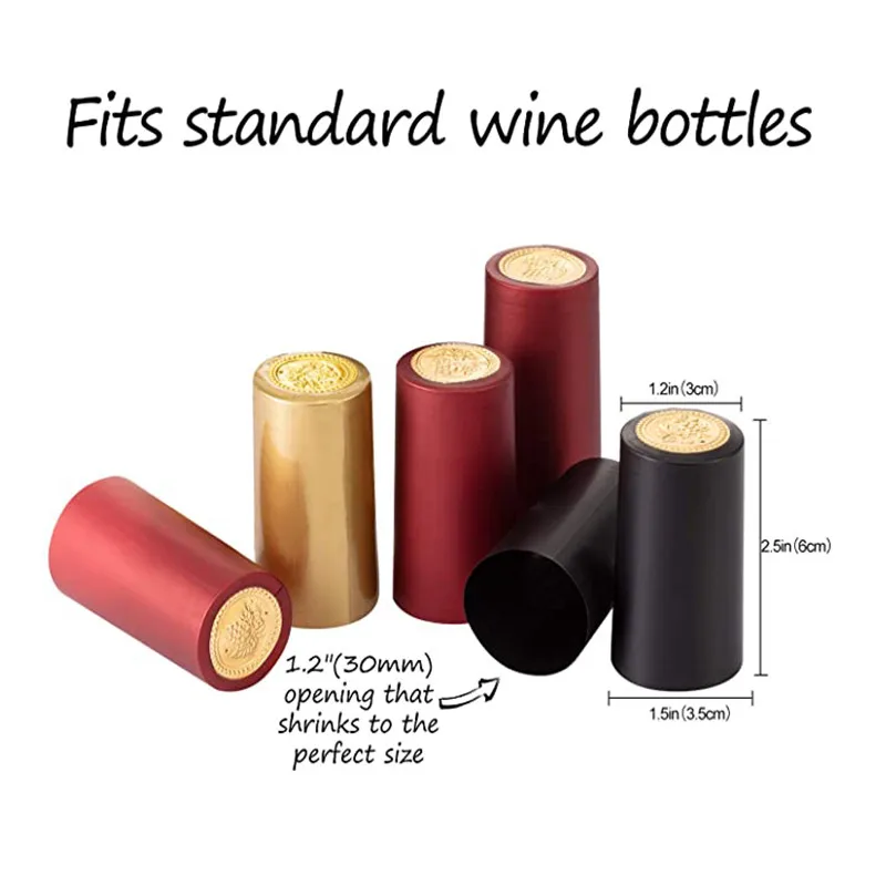 100Pcs PVC Heat Shrink Capsules with Tear Tab for Wine Bottles Heat Shrinkable C - £19.28 GBP