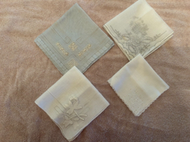 4 White Embroidered Hankies - £6.32 GBP