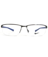 Nike Eyeglasses Frames 8098 078 Black Gunmetal Grey Blue Half Rim 56-16-140 - £96.99 GBP