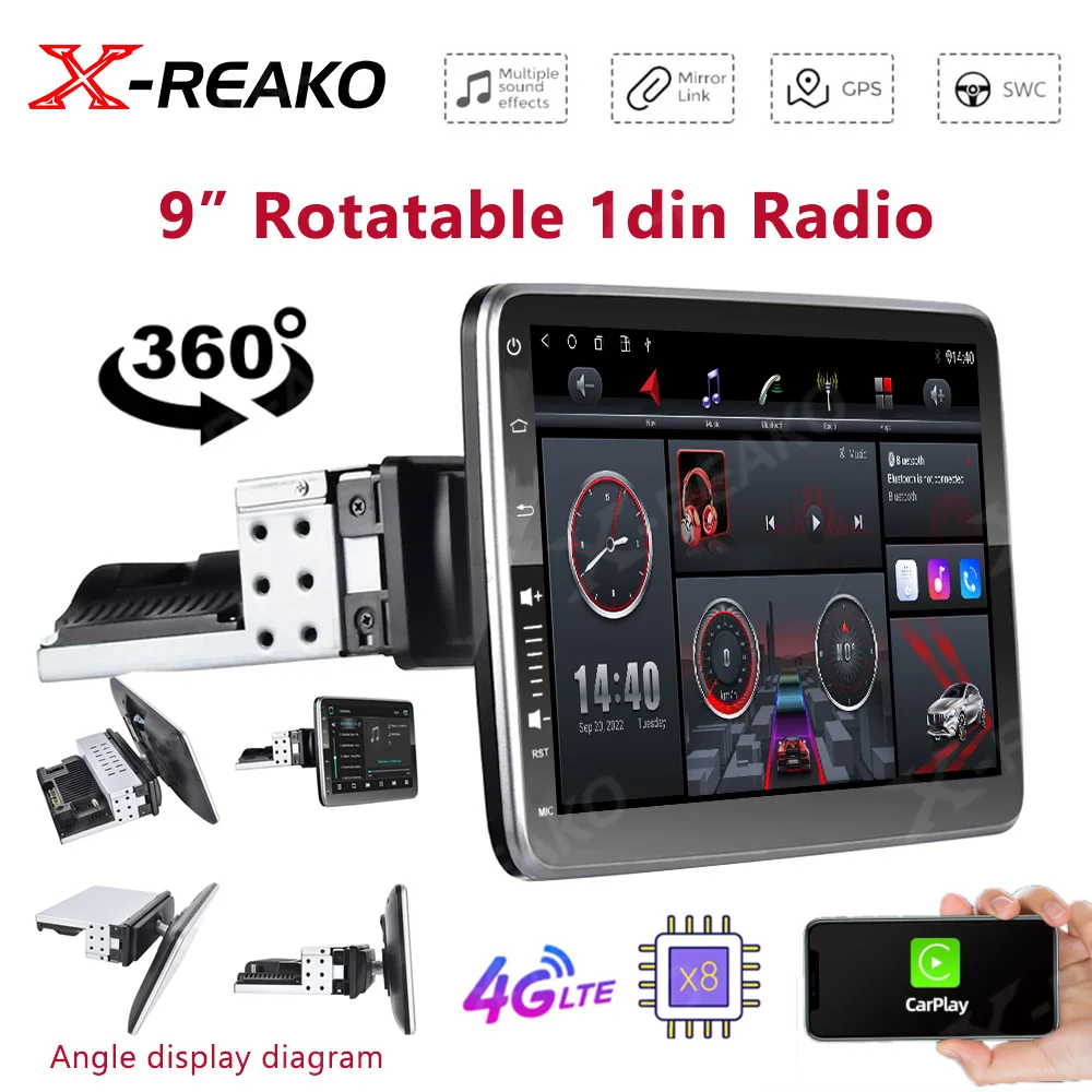 X-REAKO Universal 1 Din GPS Car Stereo Radio 9&#39;&#39; Android 12 Multimedia Player - £189.33 GBP+