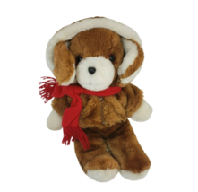 12&quot; Vintage Avon Brown Puppy Dog Wearing Zipper Jacket Stuffed Animal Toy Plush - £51.43 GBP