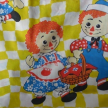 Raggedy Ann And Andy Sheet Flat Twin Single Bed Yellow JCPenney Fabric C... - €9,40 EUR