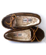 New MINNETONKA Cally Brown Suede Leather Slippers Faux Fur Lining Women&#39;... - $24.74