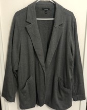 Torrid Blazer Womens Sz 3 Gray Jacket Jersey Stretch Comfort Open Front Longline - £20.34 GBP