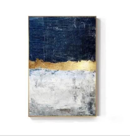 HQ Canvas Print Wall Art Modern Abstract LAYERED NAVY GOLD FRAME AVAILABLE Item image 2