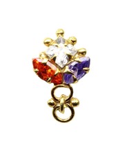 Vertical Ethnic Style Nose Stud Multi-color CZ stone nose stud Twisted nose ring - £11.77 GBP