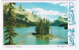 Alberta Postcard Maligne Lake Canoe Mountains Jasper National Park - $1.97