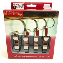 The Original Mantle Clip Silver Set of 4 Christmas Stocking Holders Hangers - $17.41