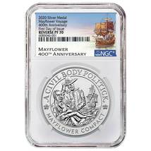 2020-P Reverse Proof Mayflower Silver Medal 400th Anniversary NGC PF70UC... - £374.62 GBP
