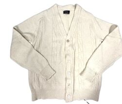 Essley VTG Ribbed Knit Acrylic Cardigan/Grandpacore Sweater  Ivory Mens L  - $48.11