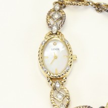 Lenox Quartz Watch Gold Tone Bling Crystals Japan Adjustable Needs Battery - $14.69
